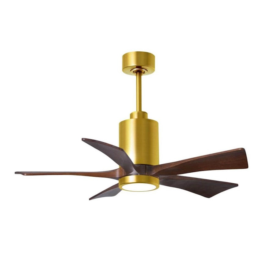 Matthews Fans Patricia-5 60in 5-Blade LED Ceiling Fan | Contemporary Brushed Brass and Walnut Wood | Bedroom & Living Room | Model PA5-BRBR-WA-60