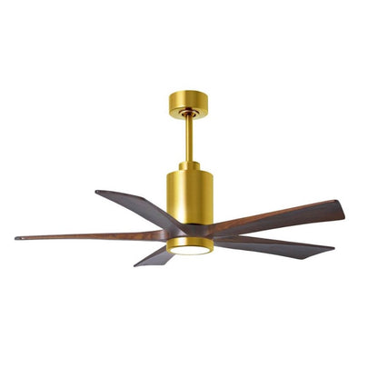 Matthews Fans Patricia-5 60in 5-Blade LED Ceiling Fan | Contemporary Brushed Brass and Walnut Wood | Bedroom & Living Room | Model PA5-BRBR-WA-60