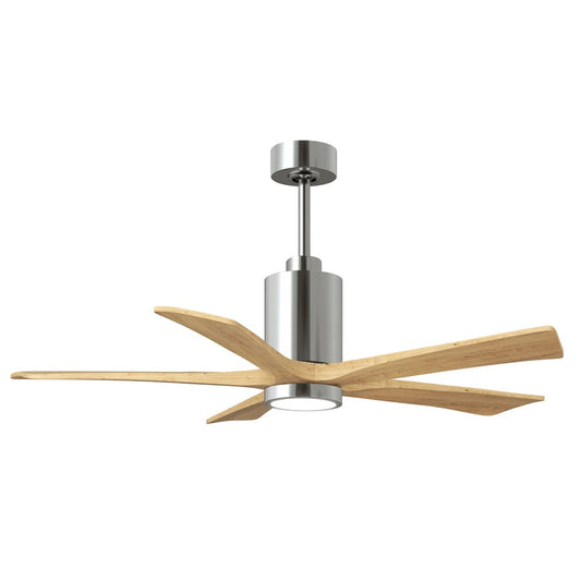 Matthews Patricia 5 52in LED Ceiling Fan | Polished Chrome and Light Maple Wood Blades | Living Room & Family Room | Model PA5-CR-LM-52