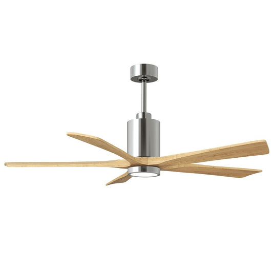 Matthews Fans Patricia-5 60in 5-Blade Ceiling Fan | Contemporary Polished Chrome and Light Maple Solid Wood | Great Rooms & Open | Model PA5-CR-LM-60
