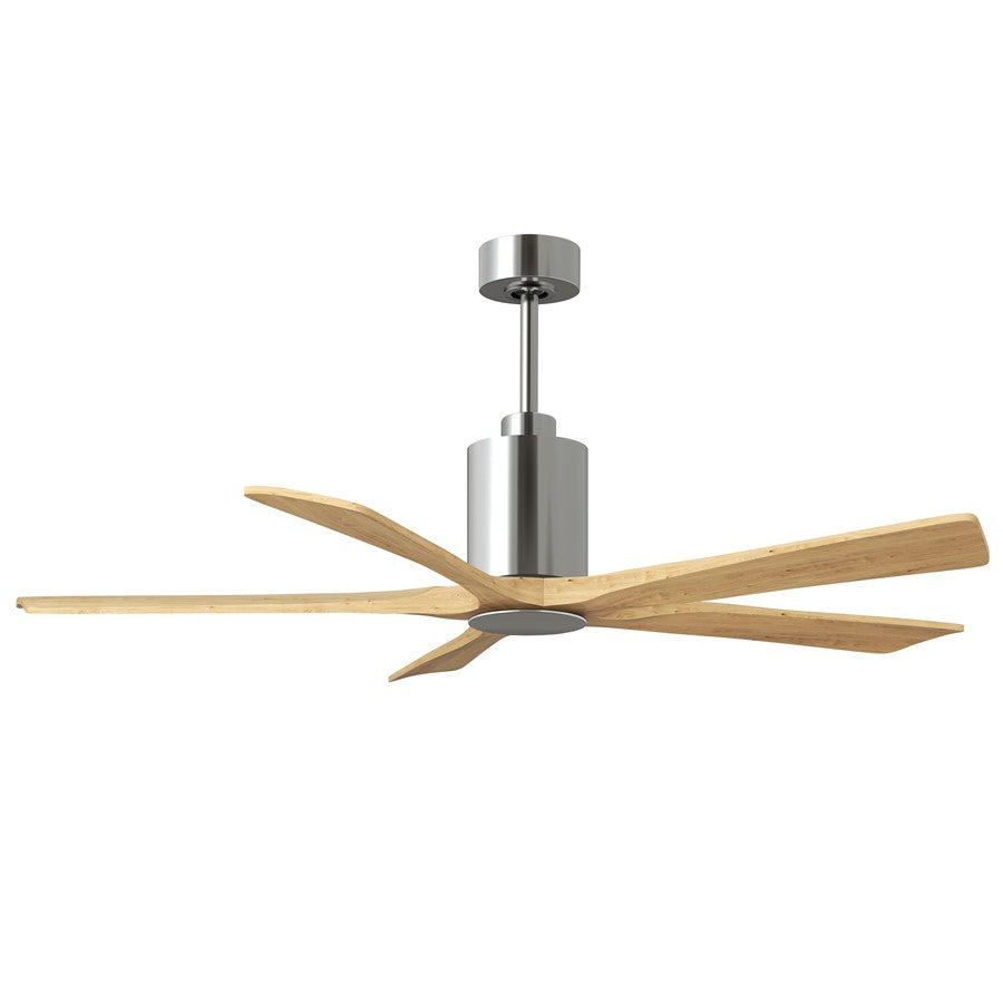 Matthews Fans Patricia-5 60in 5-Blade Ceiling Fan | Contemporary Polished Chrome and Light Maple Solid Wood | Great Rooms & Open | Model PA5-CR-LM-60