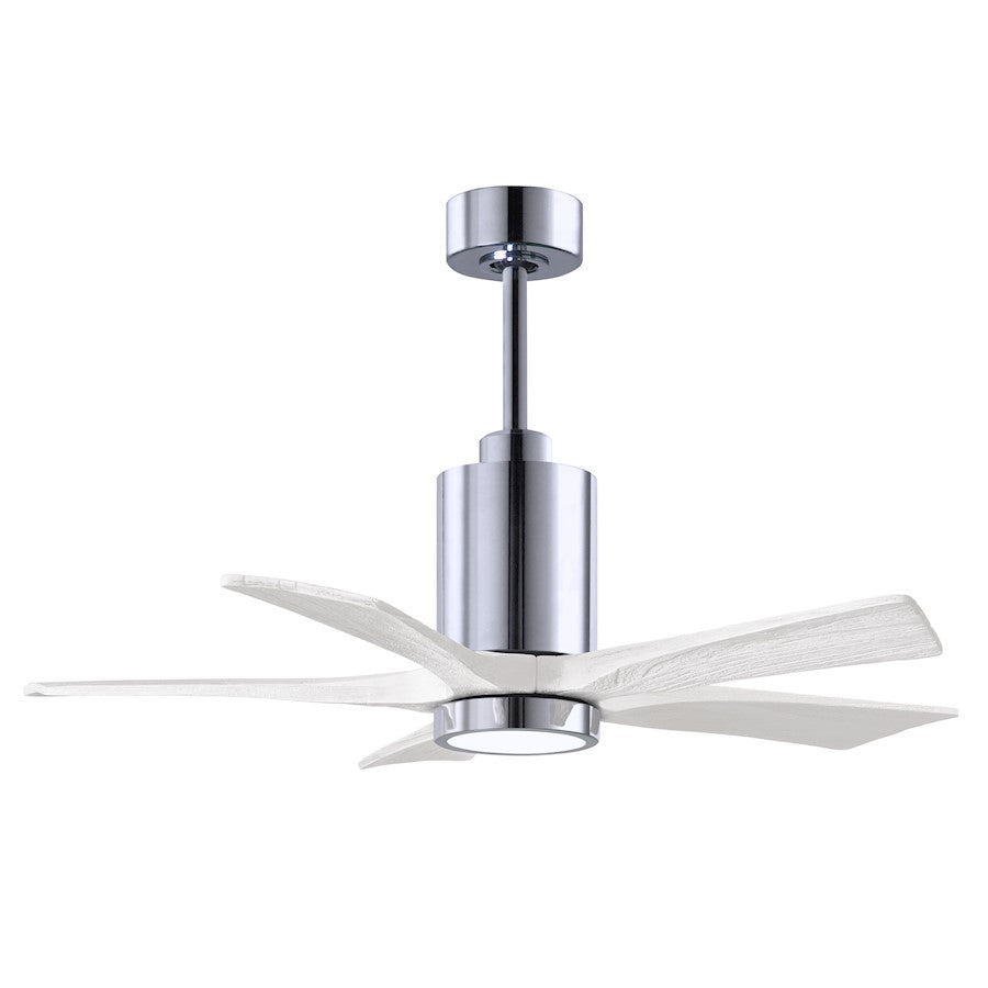 Matthews Fans Patricia-5 60in 5-Blade Ceiling Fan | Contemporary Polished Chrome and Matte White Solid Wood | Great Rooms | Model PA5-CR-MWH-60
