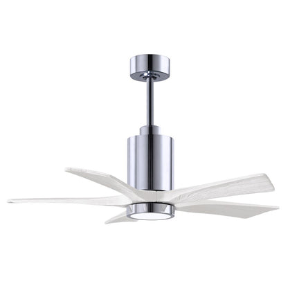 Matthews Fans Patricia-5 60in 5-Blade Ceiling Fan | Contemporary Polished Chrome and Matte White Solid Wood | Great Rooms | Model PA5-CR-MWH-60
