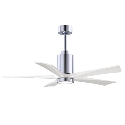 Matthews Fans Patricia-5 60in 5-Blade Ceiling Fan | Contemporary Polished Chrome and Matte White Solid Wood | Great Rooms | Model PA5-CR-MWH-60