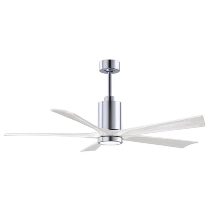 Matthews Fans Patricia-5 60in 5-Blade Ceiling Fan | Contemporary Polished Chrome and Matte White Solid Wood | Great Rooms | Model PA5-CR-MWH-60