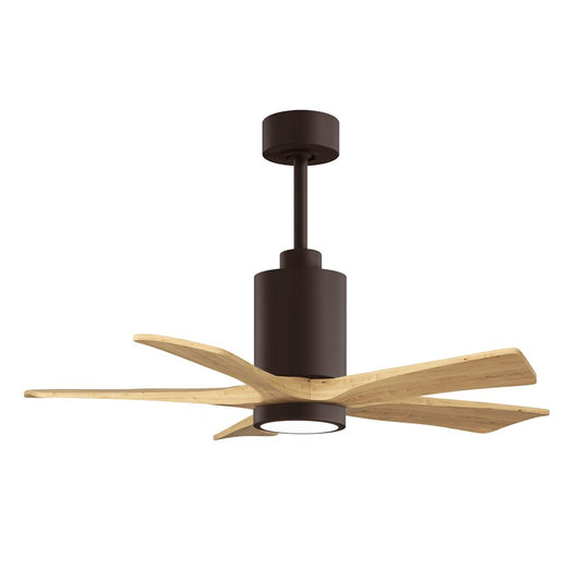 Matthews Fans Patricia 5 42in LED Ceiling Fan | Textured Bronze and Light Maple Solid Wood Blades | Bedroom & Covered Patio | Model PA5-TB-LM-42