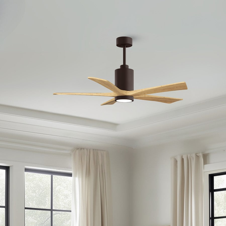 Matthews Fans Patricia-5 52in 5-Blade Ceiling Fan | Textured Bronze and Light Maple Wood | Large Living Room & Family Room | Model PA5-TB-LM-52