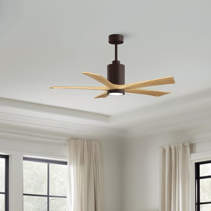Matthews Fans Patricia-5 52in 5-Blade Ceiling Fan | Textured Bronze and Light Maple Wood | Large Living Room & Family Room | Model PA5-TB-LM-52