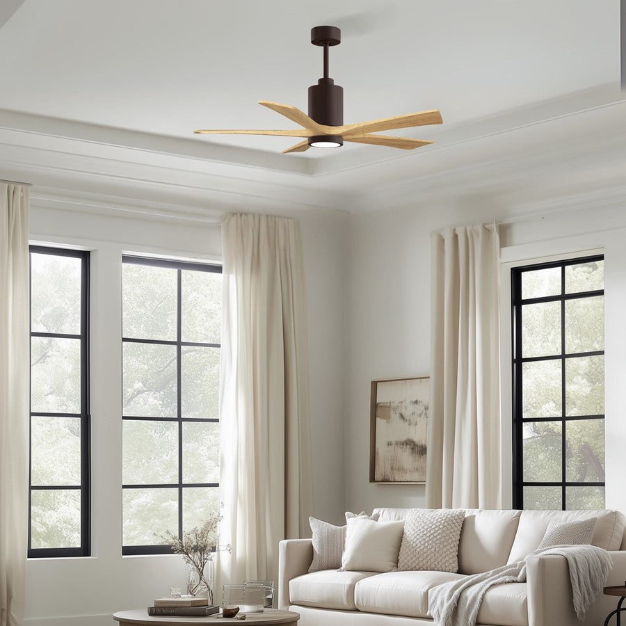 Matthews Fans Patricia-5 52in 5-Blade Ceiling Fan | Textured Bronze and Light Maple Wood | Large Living Room & Family Room | Model PA5-TB-LM-52