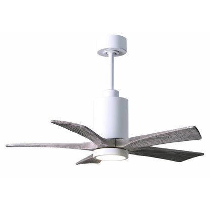 Matthews Fan Patricia 42in 5-Blade Ceiling Fan | Gloss White and Barn Wood Tone Wood | Bedroom & Covered Patio | 42 x 42 x 12 in | Model PA5-WH-BW-42