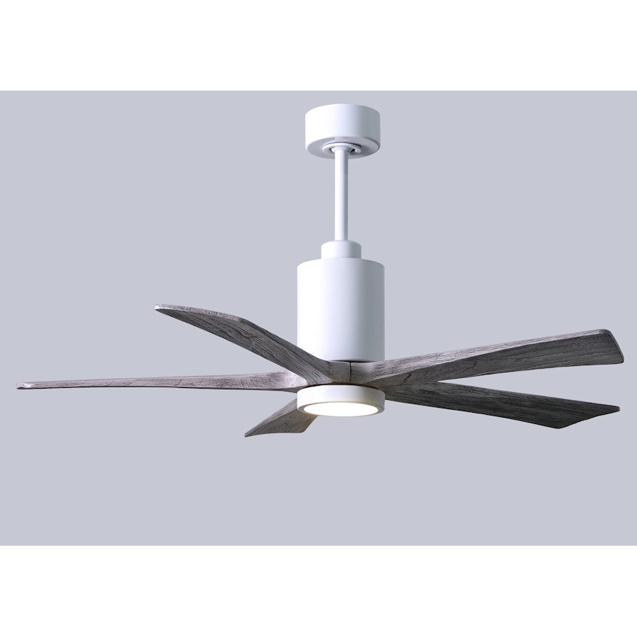 Matthews Fan Patricia 52in 5-Blade Ceiling Fan | Gloss White and Barn Wood Tone Wood | Living Room & Covered Patio | Model PA5-WH-BW-52