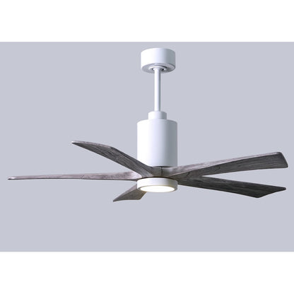 Matthews Fan Patricia 52in 5-Blade Ceiling Fan | Gloss White and Barn Wood Tone Wood | Living Room & Covered Patio | Model PA5-WH-BW-52