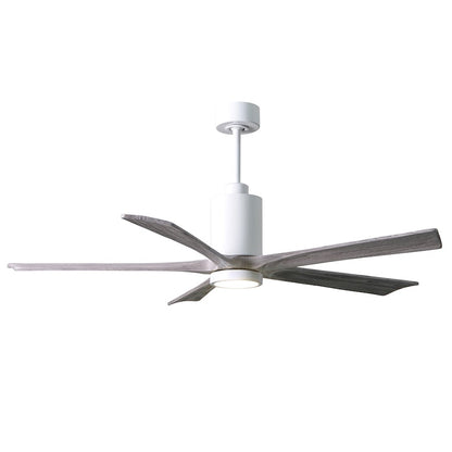 Matthews Fan Patricia 60in 5-Blade Ceiling Fan | Gloss White and Barn Wood Solid Wood Blades | Living Room & Bedroom | Model PA5-WH-BW-60