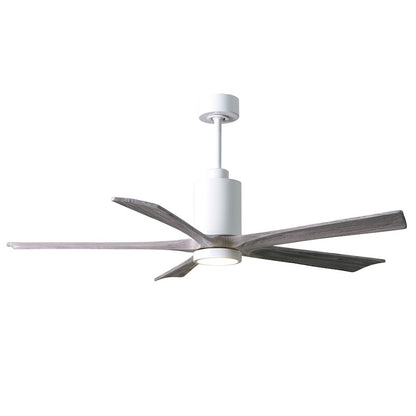 Matthews Fan Patricia 60in 5-Blade Ceiling Fan | Gloss White and Barn Wood Solid Wood Blades | Living Room & Bedroom | Model PA5-WH-BW-60