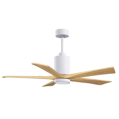 Matthews Fans Patricia-5 52in 5-Blade Ceiling Fan | Contemporary Gloss White and Light Maple Solid Wood | Living Rooms & Covered | Model PA5-WH-LM-52