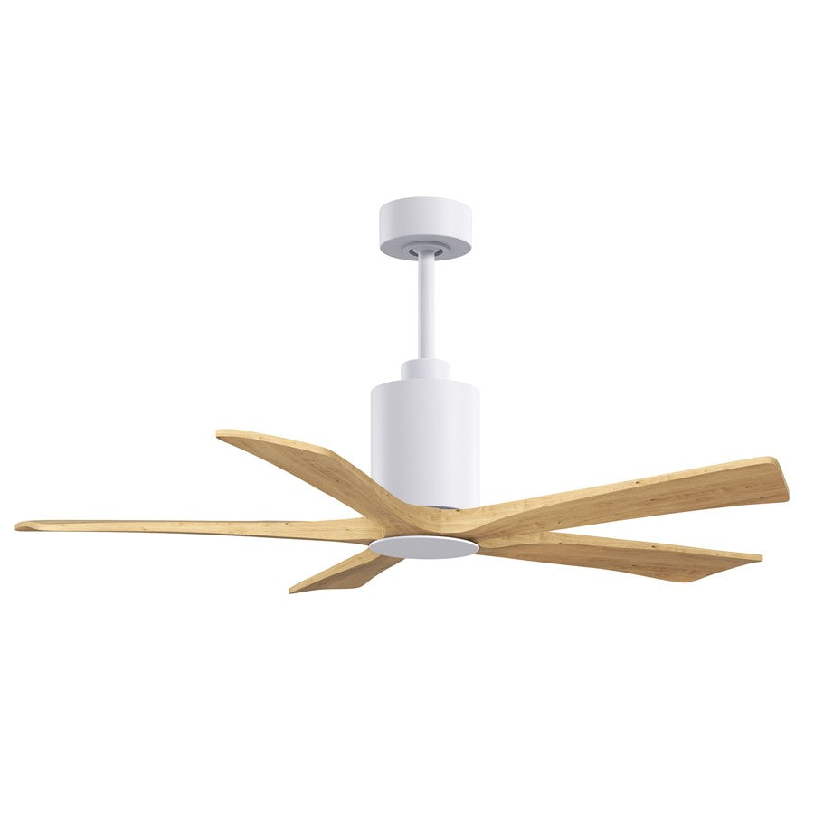Matthews Fans Patricia-5 52in 5-Blade Ceiling Fan | Contemporary Gloss White and Light Maple Solid Wood | Living Rooms & Covered | Model PA5-WH-LM-52