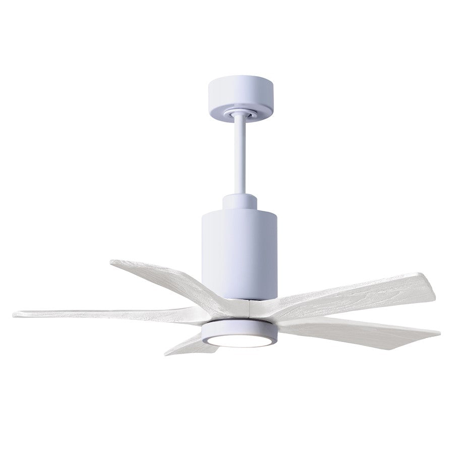 Matthews Fans Patricia 5 60in LED Ceiling Fan | Gloss White and Matte White Solid Wood Blades | Living Room & Bedroom | Model PA5-WH-MWH-60