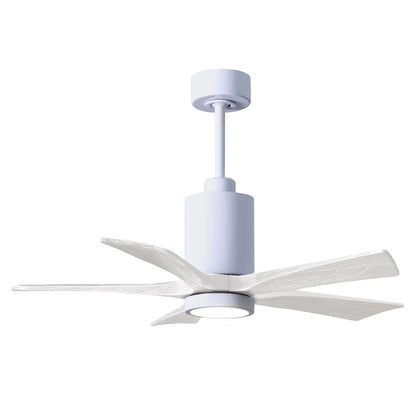Matthews Fans Patricia 5 60in LED Ceiling Fan | Gloss White and Matte White Solid Wood Blades | Living Room & Bedroom | Model PA5-WH-MWH-60