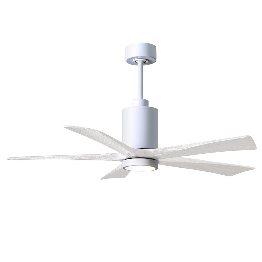 Matthews Fans Patricia 5 60in LED Ceiling Fan | Gloss White and Matte White Solid Wood Blades | Living Room & Bedroom | Model PA5-WH-MWH-60