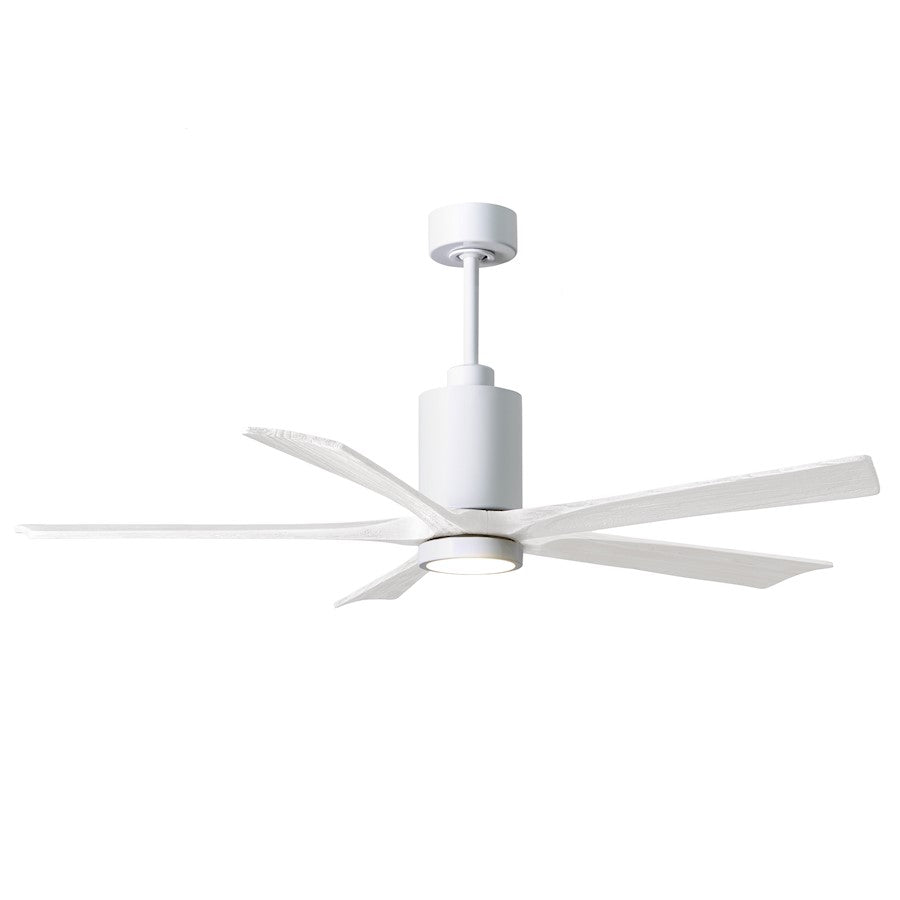Matthews Fans Patricia 5 60in LED Ceiling Fan | Gloss White and Matte White Solid Wood Blades | Living Room & Bedroom | Model PA5-WH-MWH-60