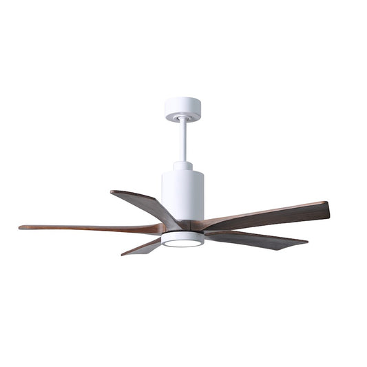 Matthews Fan Patricia 52in 5-Blade Ceiling Fan | Gloss White and Walnut Solid Wood Blades | Living Room & Bedroom | Model PA5-WH-WA-52