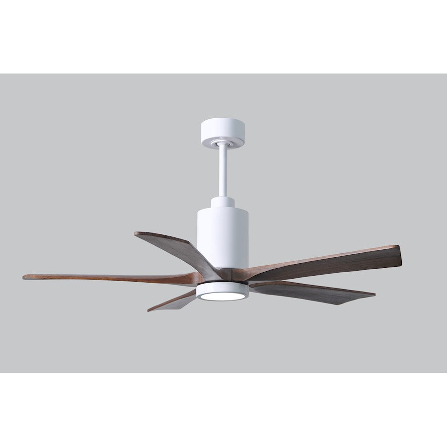 Matthews Fan Patricia 52in 5-Blade Ceiling Fan | Gloss White and Walnut Solid Wood Blades | Living Room & Bedroom | Model PA5-WH-WA-52