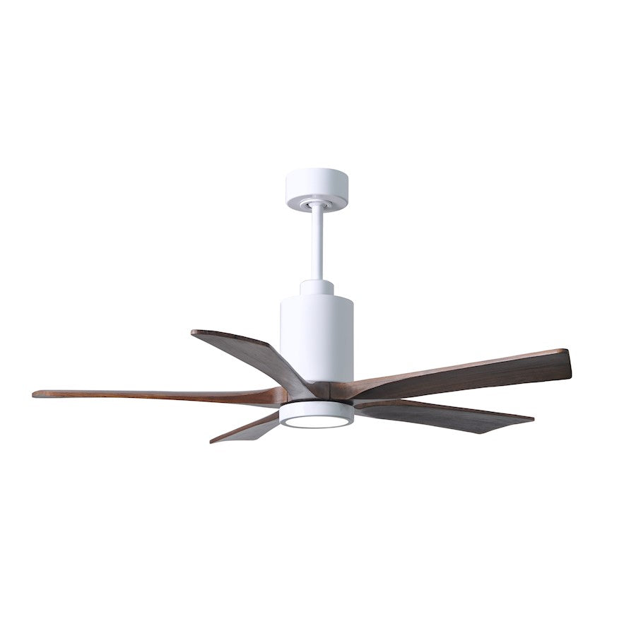 Matthews Fan Patricia 52in 5-Blade Ceiling Fan | Gloss White and Walnut Solid Wood Blades | Living Room & Bedroom | Model PA5-WH-WA-52
