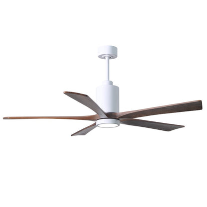 Matthews Fan Patricia 60in 5-Blade Ceiling Fan | Gloss White and Walnut Solid Wood Blades | Living Room & Bedroom | Model PA5-WH-WA-60