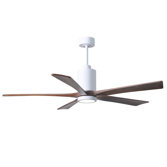 Matthews Fan Patricia 60in 5-Blade Ceiling Fan | Gloss White and Walnut Solid Wood Blades | Living Room & Bedroom | Model PA5-WH-WA-60