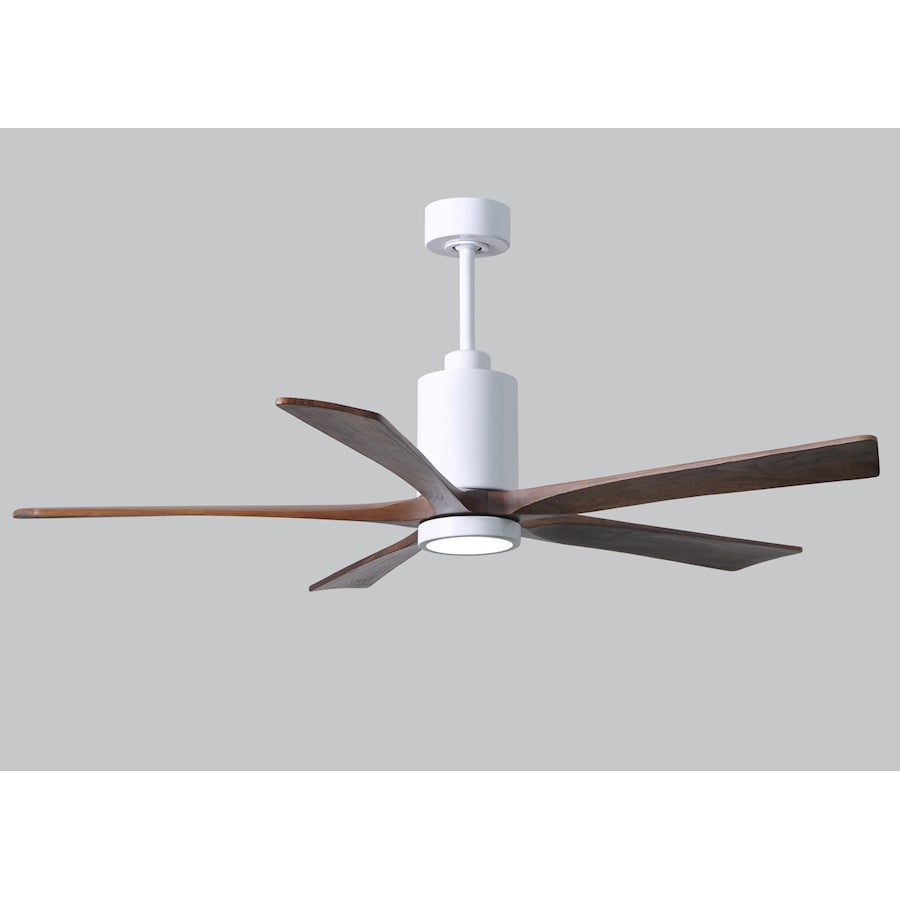 Matthews Fan Patricia 60in 5-Blade Ceiling Fan | Gloss White and Walnut Solid Wood Blades | Living Room & Bedroom | Model PA5-WH-WA-60