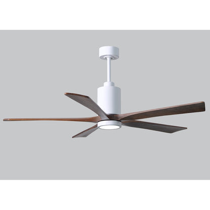 Matthews Fan Patricia 60in 5-Blade Ceiling Fan | Gloss White and Walnut Solid Wood Blades | Living Room & Bedroom | Model PA5-WH-WA-60