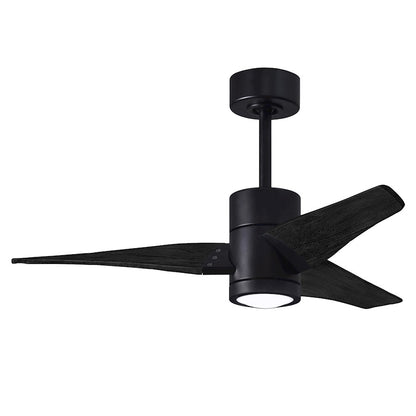 Matthews Fans Super Janet 60in LED Ceiling Fan | Contemporary Matte Black and Matte White Solid Wood Blades | Living Room | Model SJ-BK-MWH-60