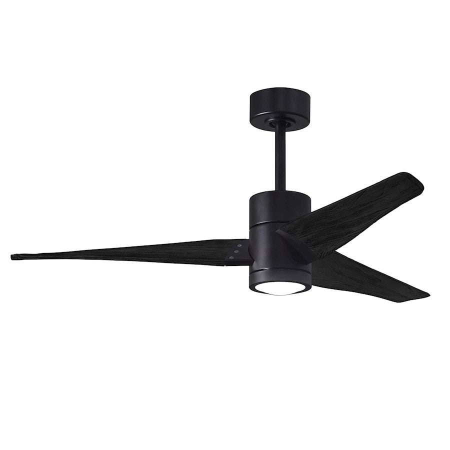 Matthews Fans Super Janet 60in LED Ceiling Fan | Contemporary Matte Black and Matte White Solid Wood Blades | Living Room | Model SJ-BK-MWH-60