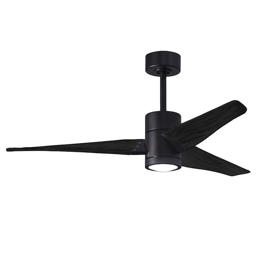 Matthews Fans Super Janet 60in LED Ceiling Fan | Contemporary Matte Black and Matte White Solid Wood Blades | Living Room | Model SJ-BK-MWH-60