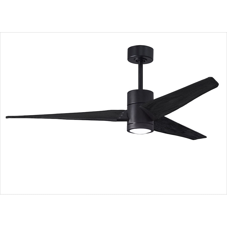 Matthews Fans Super Janet 60in LED Ceiling Fan | Contemporary Matte Black and Matte White Solid Wood Blades | Living Room | Model SJ-BK-MWH-60