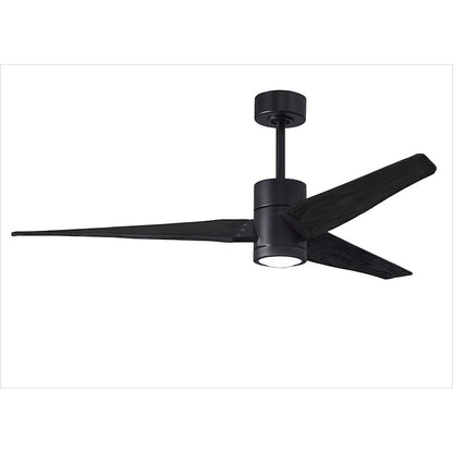 Matthews Fans Super Janet 60in LED Ceiling Fan | Contemporary Matte Black and Matte White Solid Wood Blades | Living Room | Model SJ-BK-MWH-60