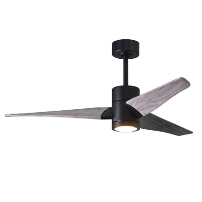Matthews Fan Super Janet 60in 3-Blade Ceiling Fan | Gloss White and Walnut Solid Wood | Great Room & Covered Patio | Model SJ-WH-WN-60