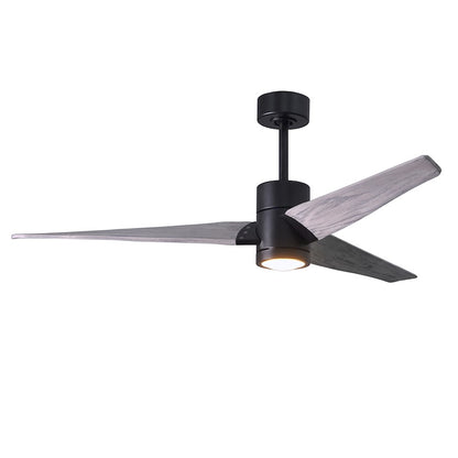 Matthews Fan Super Janet 60in 3-Blade Ceiling Fan | Gloss White and Walnut Solid Wood | Great Room & Covered Patio | Model SJ-WH-WN-60