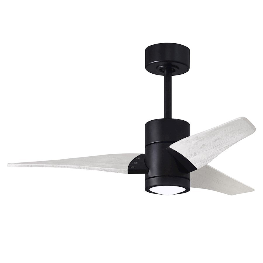 Matthews Fans Super Janet 60in LED Ceiling Fan | Contemporary Matte Black and Matte White Solid Wood Blades | Living Room | Model SJ-BK-MWH-60