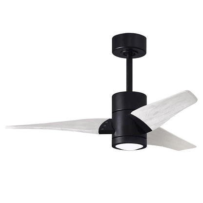 Matthews Fans Super Janet 60in LED Ceiling Fan | Contemporary Matte Black and Matte White Solid Wood Blades | Living Room | Model SJ-BK-MWH-60