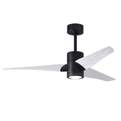 Matthews Fans Super Janet 60in LED Ceiling Fan | Contemporary Matte Black and Matte White Solid Wood Blades | Living Room | Model SJ-BK-MWH-60