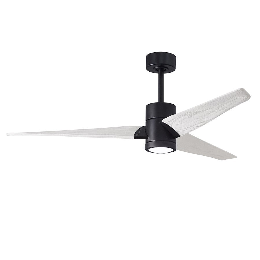 Matthews Fans Super Janet 60in LED Ceiling Fan | Contemporary Matte Black and Matte White Solid Wood Blades | Living Room | Model SJ-BK-MWH-60
