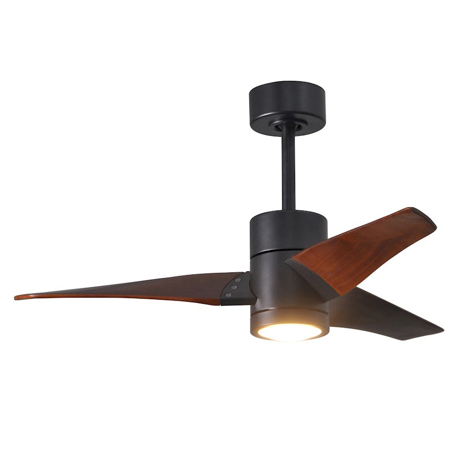 Matthews Fan Super Janet 60in 3-Blade Ceiling Fan | Gloss White and Walnut Solid Wood | Great Room & Covered Patio | Model SJ-WH-WN-60