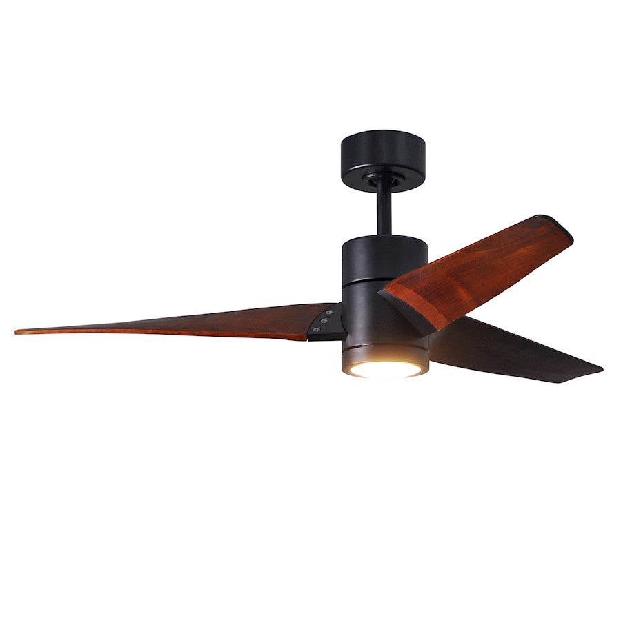 Matthews Fan Super Janet 60in 3-Blade Ceiling Fan | Gloss White and Walnut Solid Wood | Great Room & Covered Patio | Model SJ-WH-WN-60