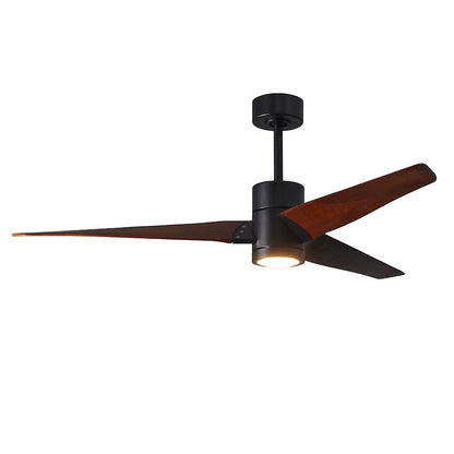 Matthews Fan Super Janet 60in 3-Blade Ceiling Fan | Gloss White and Walnut Solid Wood | Great Room & Covered Patio | Model SJ-WH-WN-60