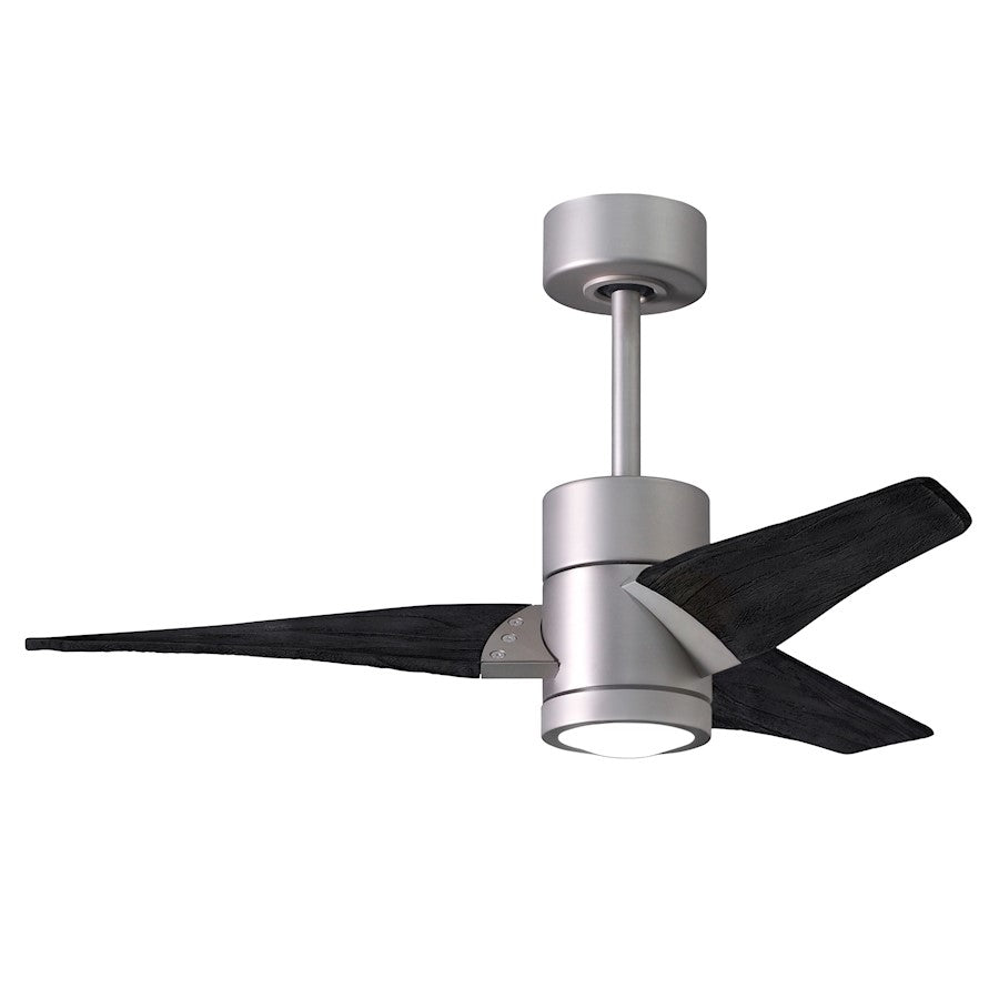 Matthews Fans Super Janet 60in 1-Light Ceiling Fan | Contemporary Brushed Nickel and Matte White Wood | Large Living Room | Model SJ-BN-MWH-60