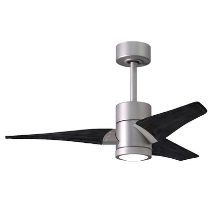 Matthews Fans Super Janet 60in 1-Light Ceiling Fan | Contemporary Brushed Nickel and Matte White Wood | Large Living Room | Model SJ-BN-MWH-60