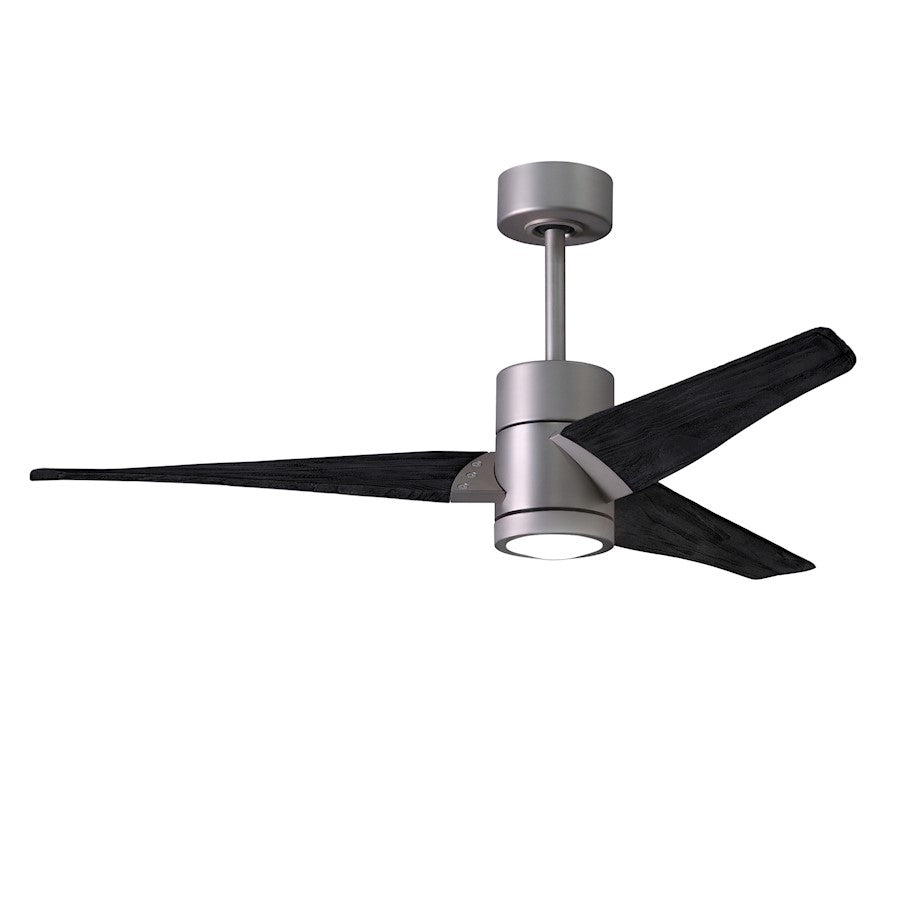 Matthews Fans Super Janet 60in 1-Light Ceiling Fan | Contemporary Brushed Nickel and Matte White Wood | Large Living Room | Model SJ-BN-MWH-60
