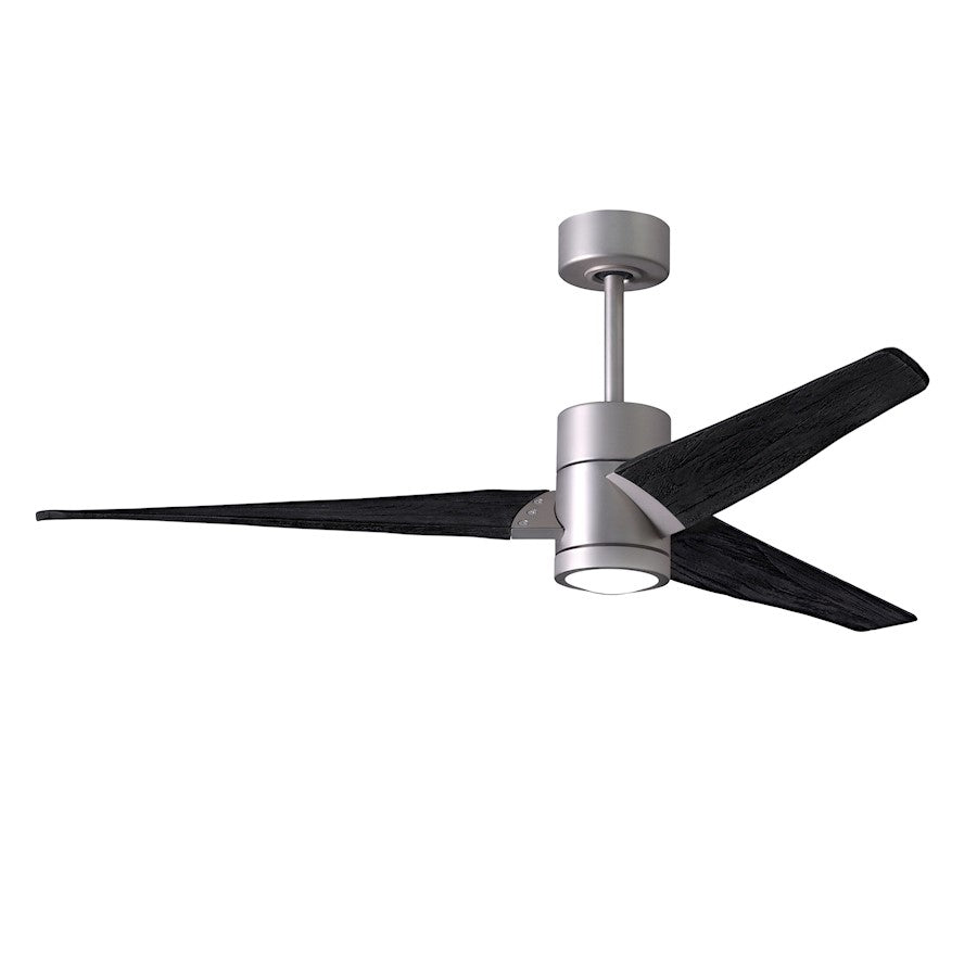 Matthews Fans Super Janet 60in 1-Light Ceiling Fan | Contemporary Brushed Nickel and Matte White Wood | Large Living Room | Model SJ-BN-MWH-60