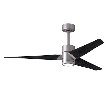 Matthews Fans Super Janet 60in 1-Light Ceiling Fan | Contemporary Brushed Nickel and Matte White Wood | Large Living Room | Model SJ-BN-MWH-60